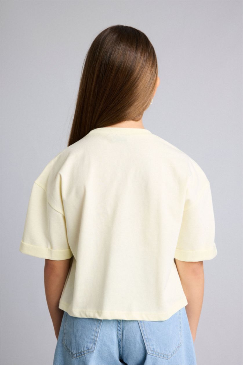 Young Girls - Teen Girls Light Yellow Short Sleeve T-Shirt