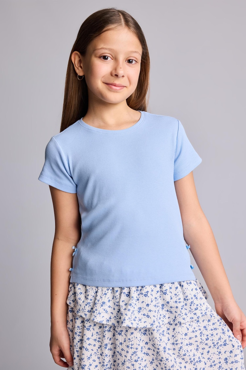FILLES BLEU Clair T-shirt à manches courtes Col rond Fille