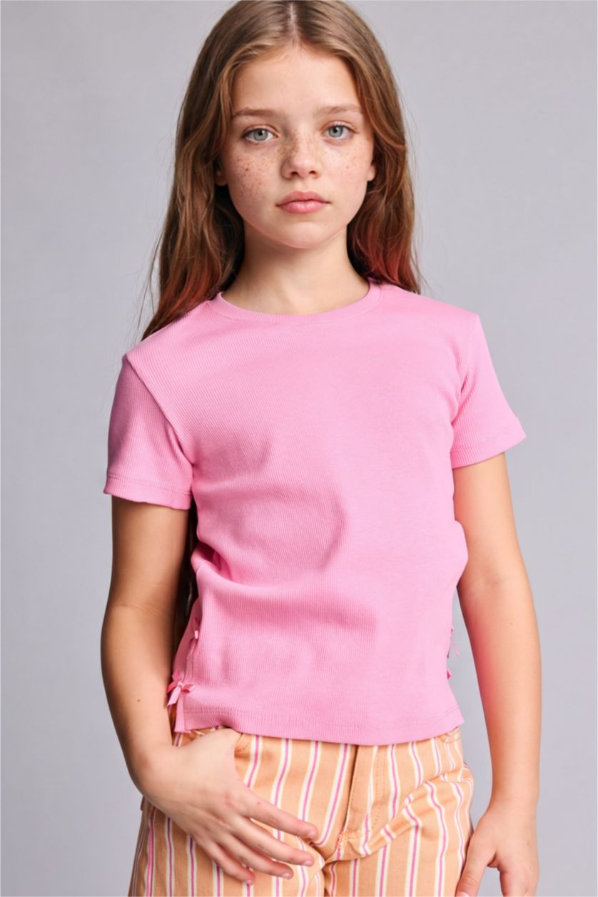 Young Girls - Teen Girls Pink Slim Fit Short Sleeve T-Shirt