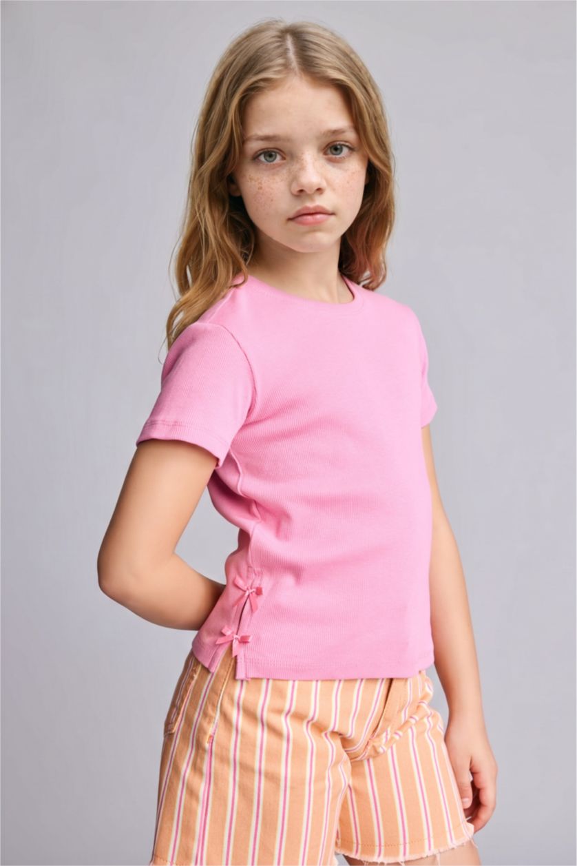 Young Girls - Teen Girls Pink Slim Fit Short Sleeve T-Shirt