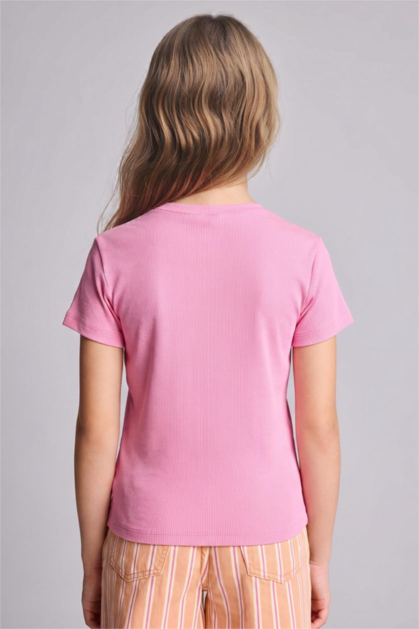 Young Girls - Teen Girls Pink Slim Fit Short Sleeve T-Shirt