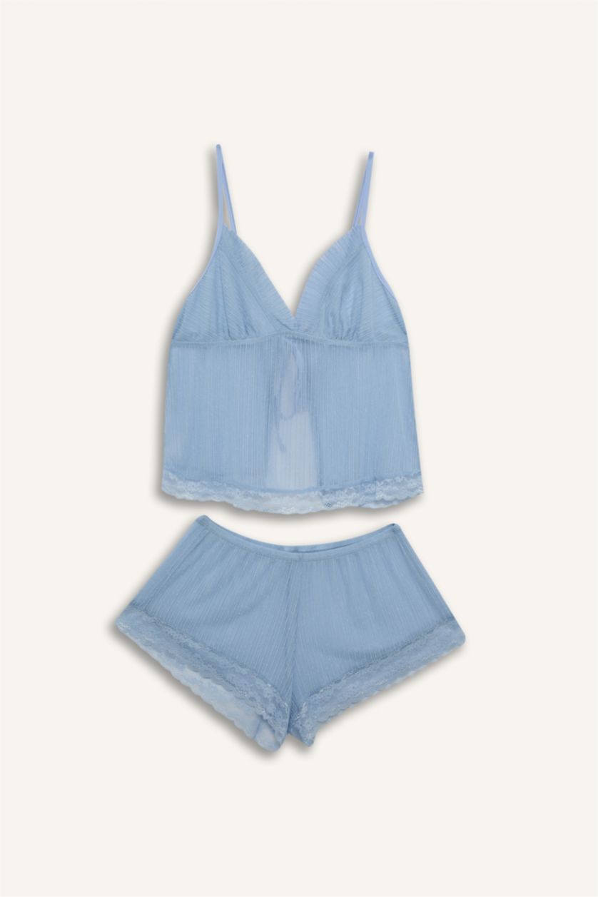 Kadın Açık Mavi Regular Fit Şifon 2'Li Takım