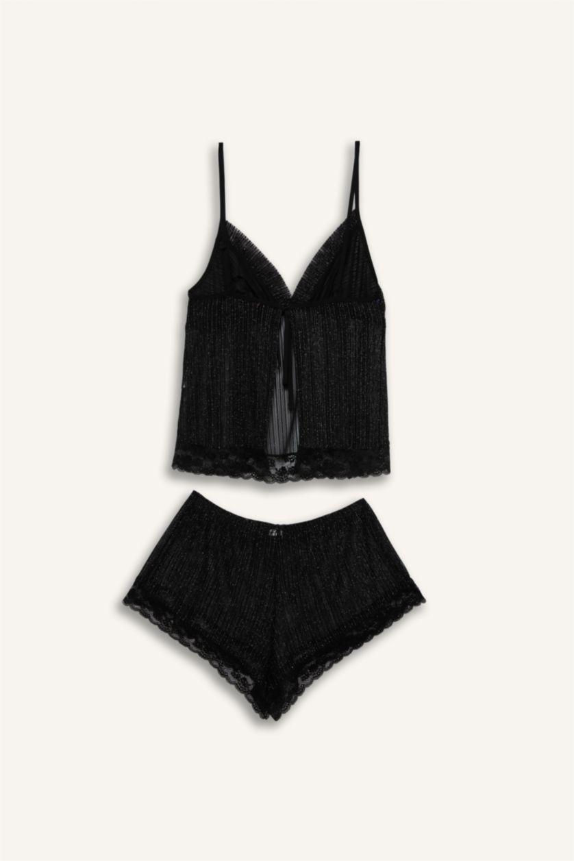 Kadın Siyah Regular Fit Şifon 2'Li Takım