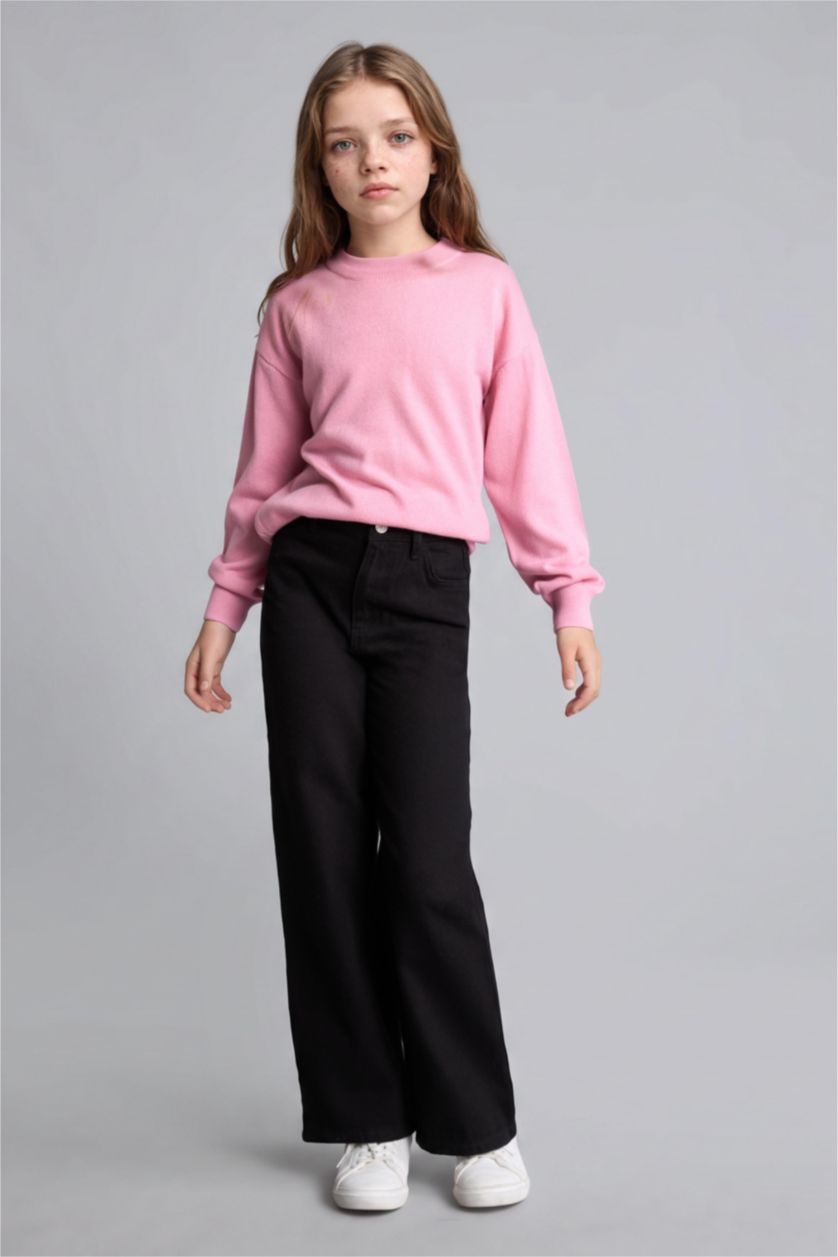 Girls & Teens Dark Pink Girl Regular Fit Crew Neck Pullover