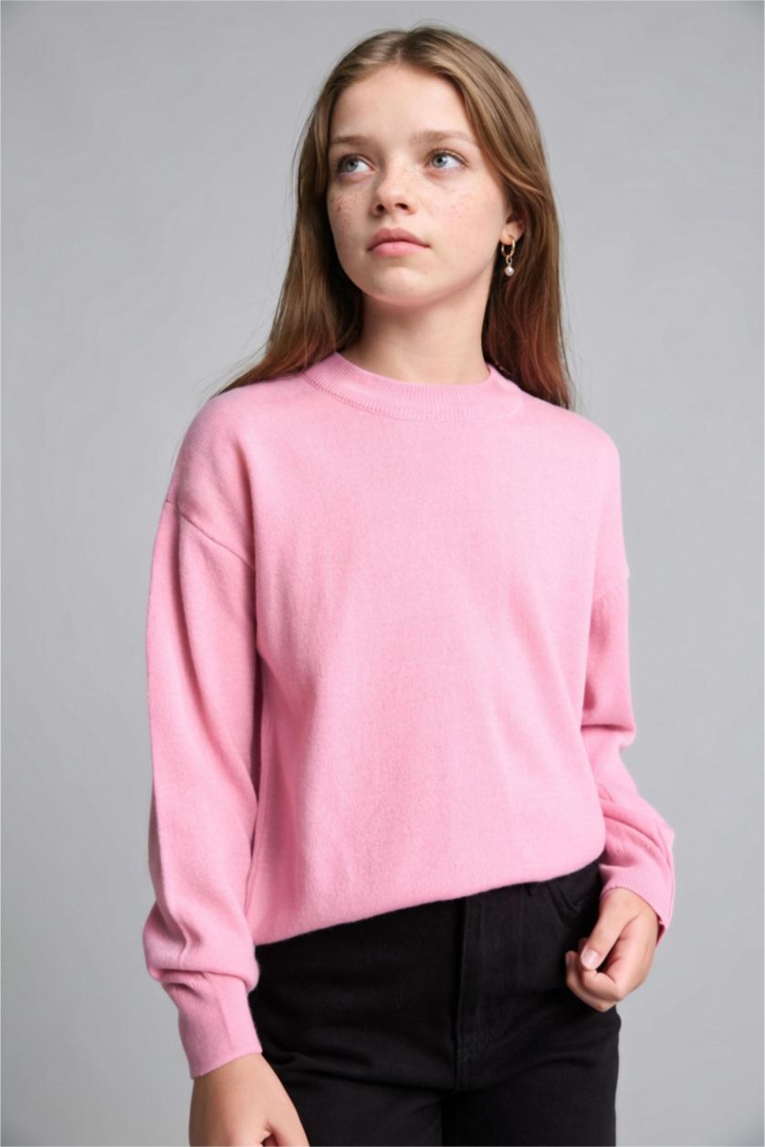 Girls & Teens Dark Pink Girl Regular Fit Crew Neck Pullover