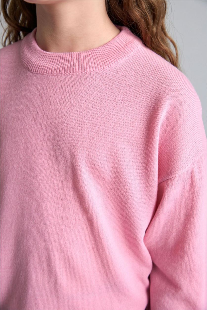 Girls & Teens Dark Pink Girl Regular Fit Crew Neck Pullover