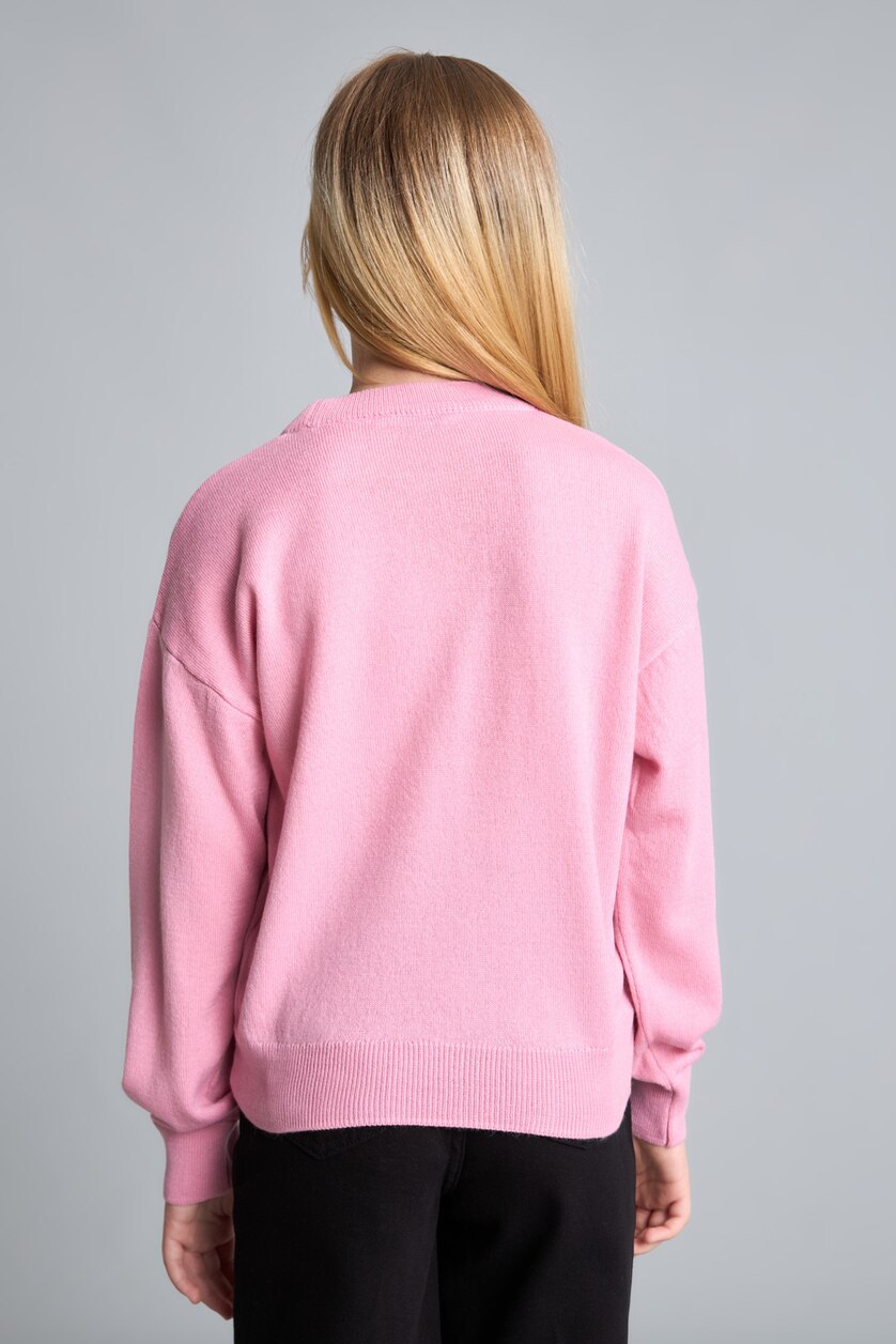 Girls & Teens Dark Pink بلوز صوف بناتي قصة عادية بياخة مستديرة