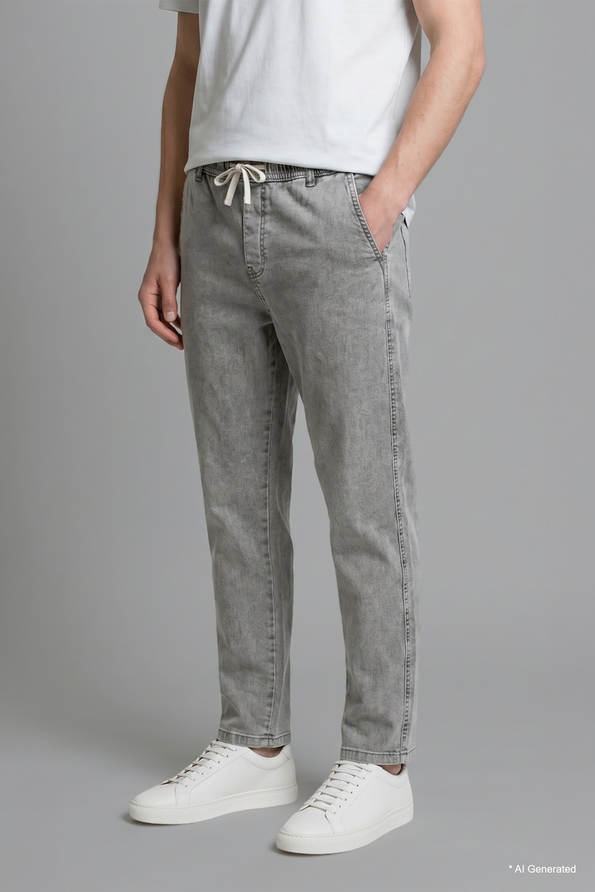 رجال رمادي فاتح Wide Leg Normal Waist Jeans
