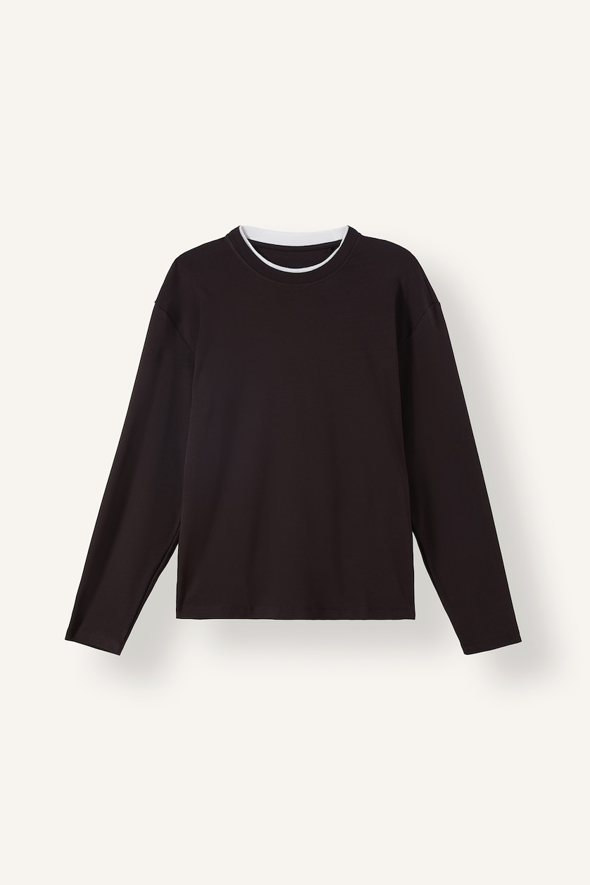 Erkek Kahve Regular Fit Uzun Kollu Basic Tişört