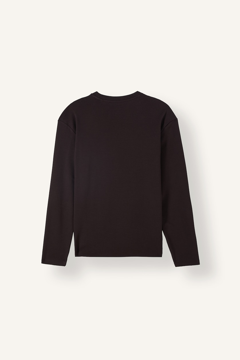 Erkek Kahve Regular Fit Uzun Kollu Basic Tişört