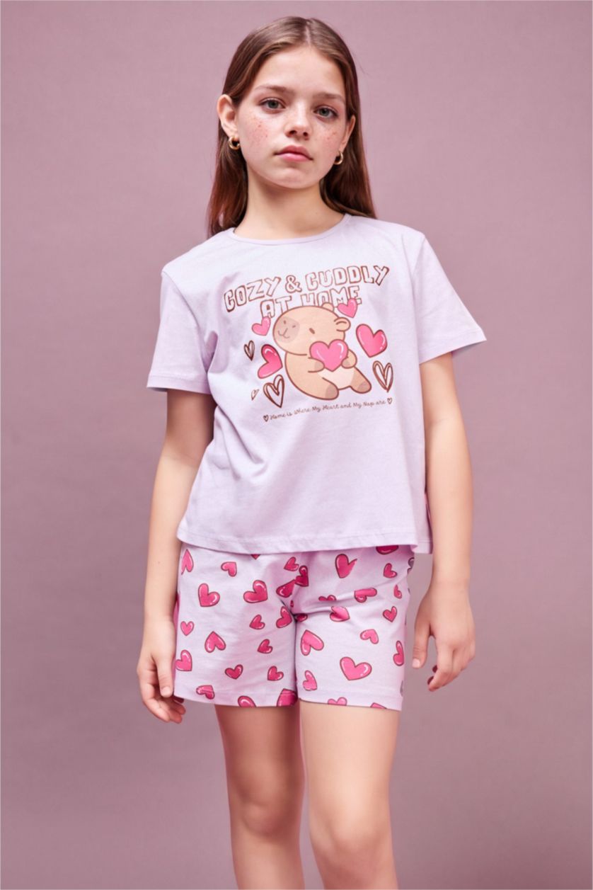 Girls & Teens Light Pink سيت بجامة بناتي قصة عادية - قطعتين