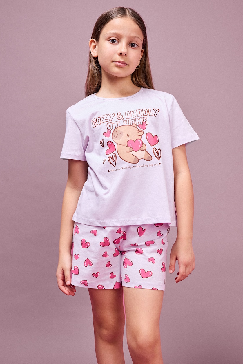 Young Girls - Teen Girls Light Pink 2 piece Regular Fit Knitted Pyjamas