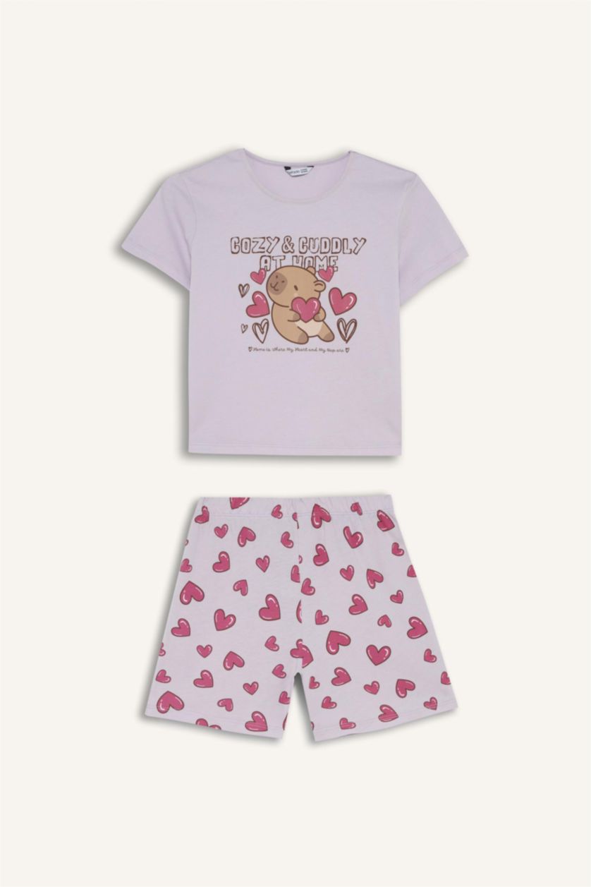 Young Girls - Teen Girls Light Pink 2 piece Regular Fit Knitted Pyjamas