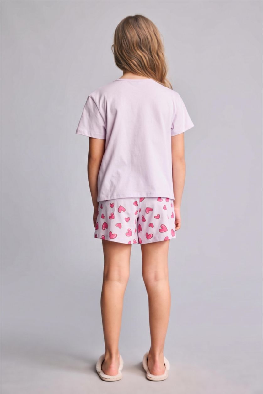 Kız Çocuk - Genç Kız Açık Pembe %100 Pamuk Regular Fıt 2'li Pijama Takımı Kız Çocuk