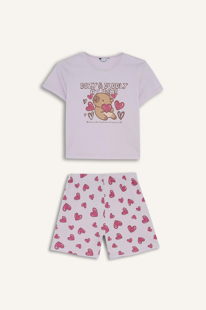 Young Girls - Teen Girls Light Pink 2 piece Regular Fit Knitted Pyjamas