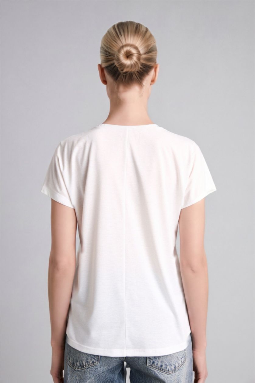 Women Ecru Short Sleeve T-Shirt