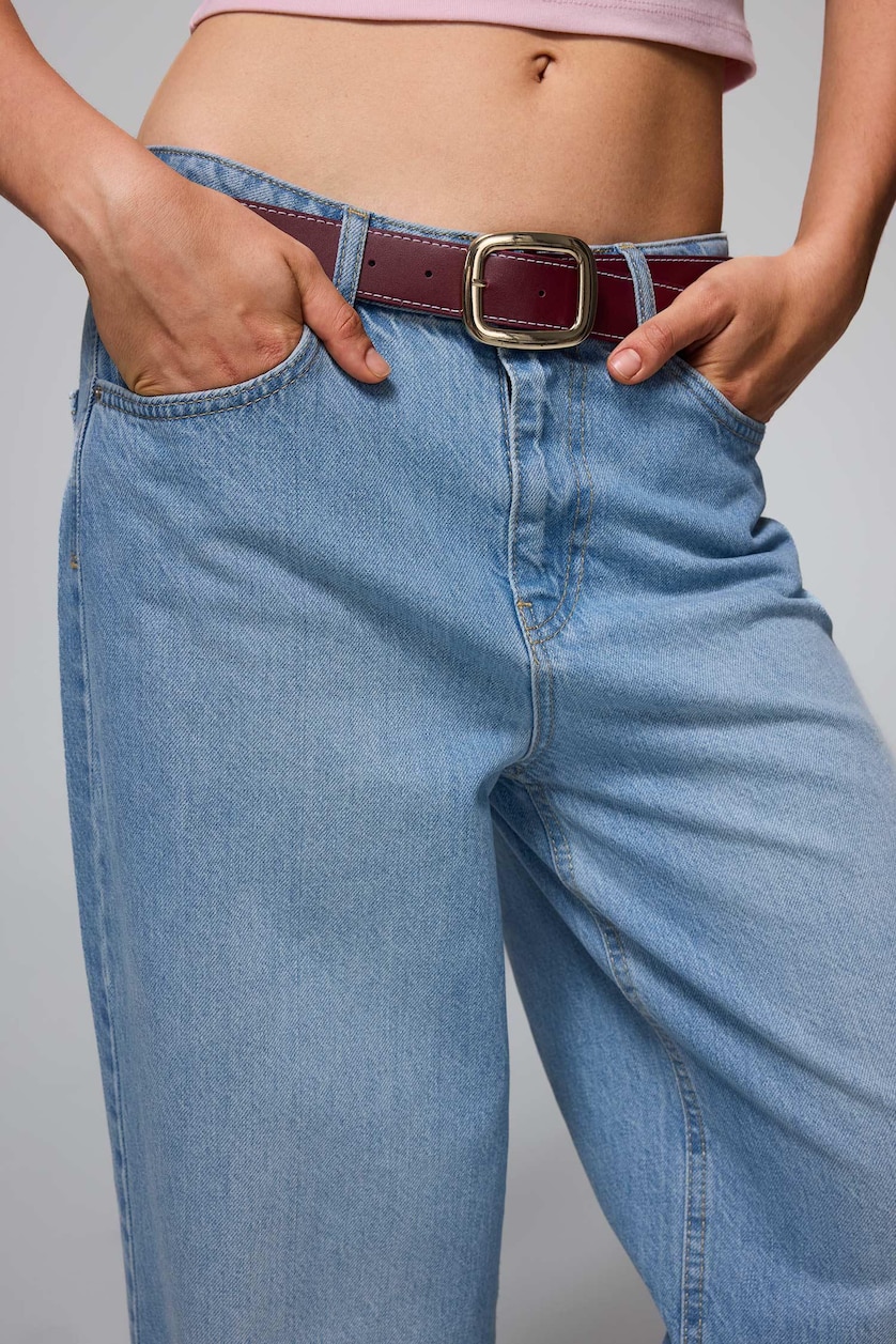 Woman Light Blue Short Wide Leg Trousers