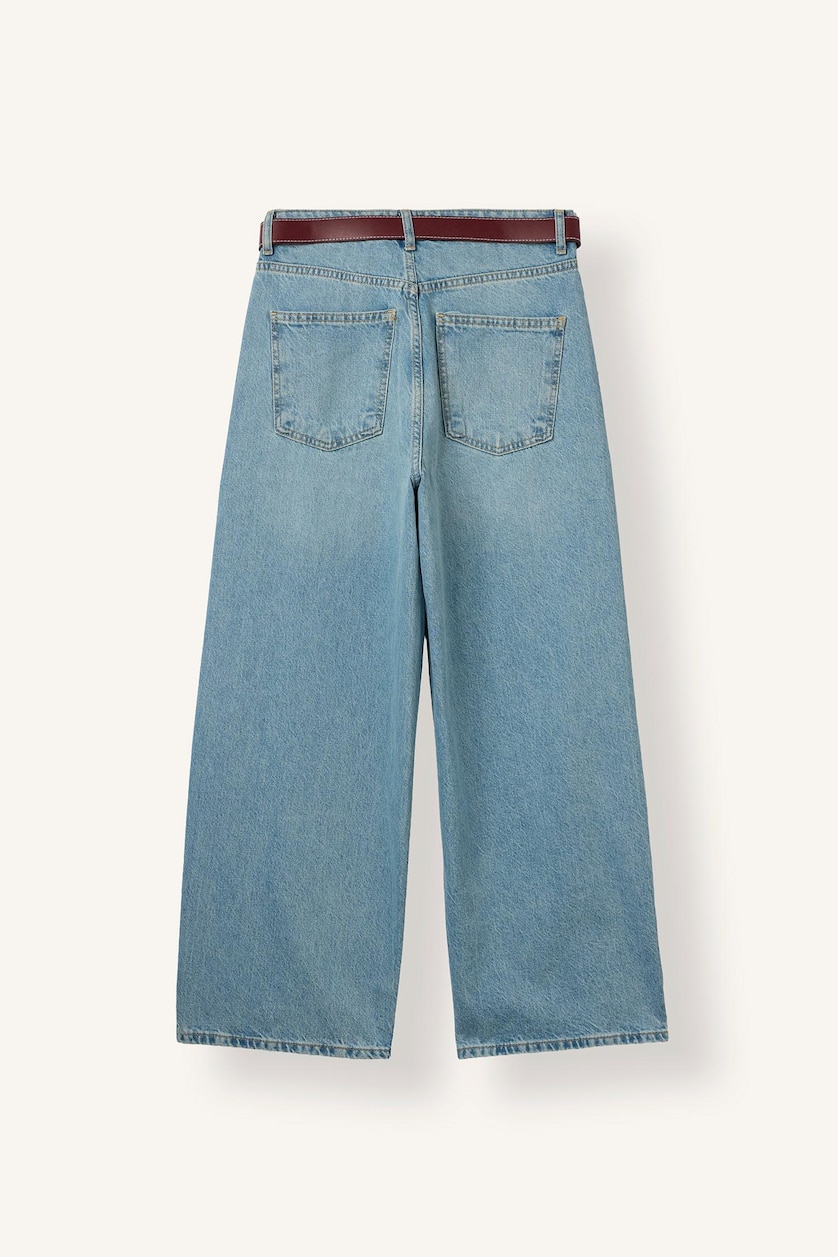 Woman Light Blue Short Wide Leg Trousers