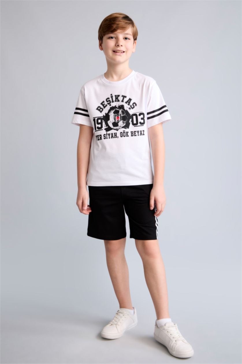 Young Boys - Teen Boys Black Oversize Fit Elastic Band Shorts
