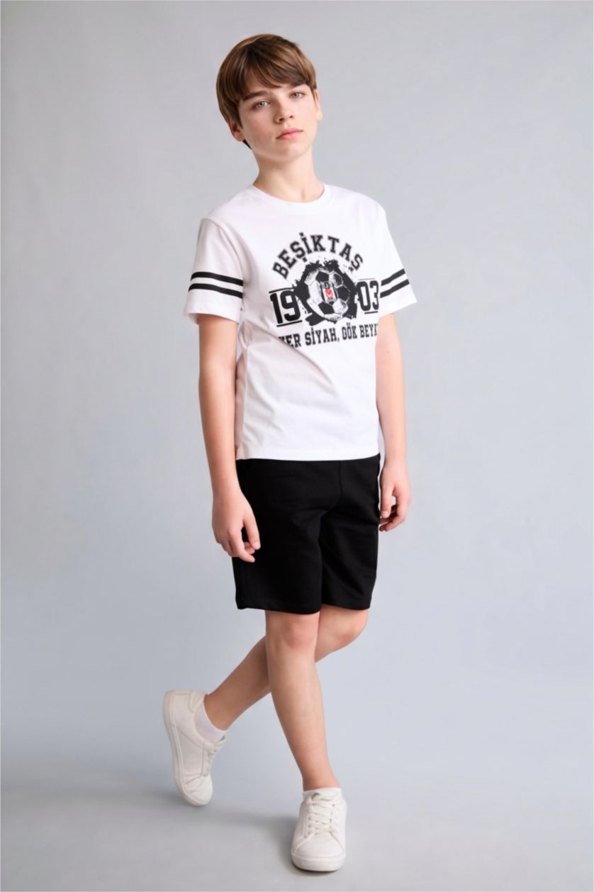 Young Boys - Teen Boys Black Boy Oversize Fit Elastic Band Shorts