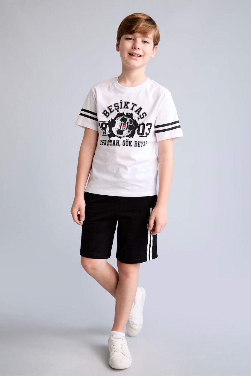 Young Boys - Teen Boys Black Boy Oversize Fit Elastic Band Shorts
