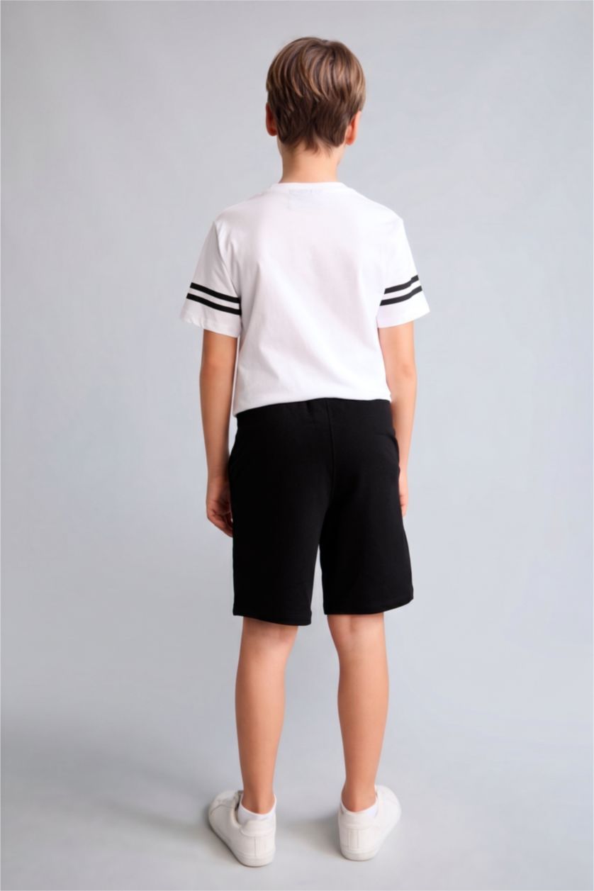 Young Boys - Teen Boys Black Boy Oversize Fit Elastic Band Shorts