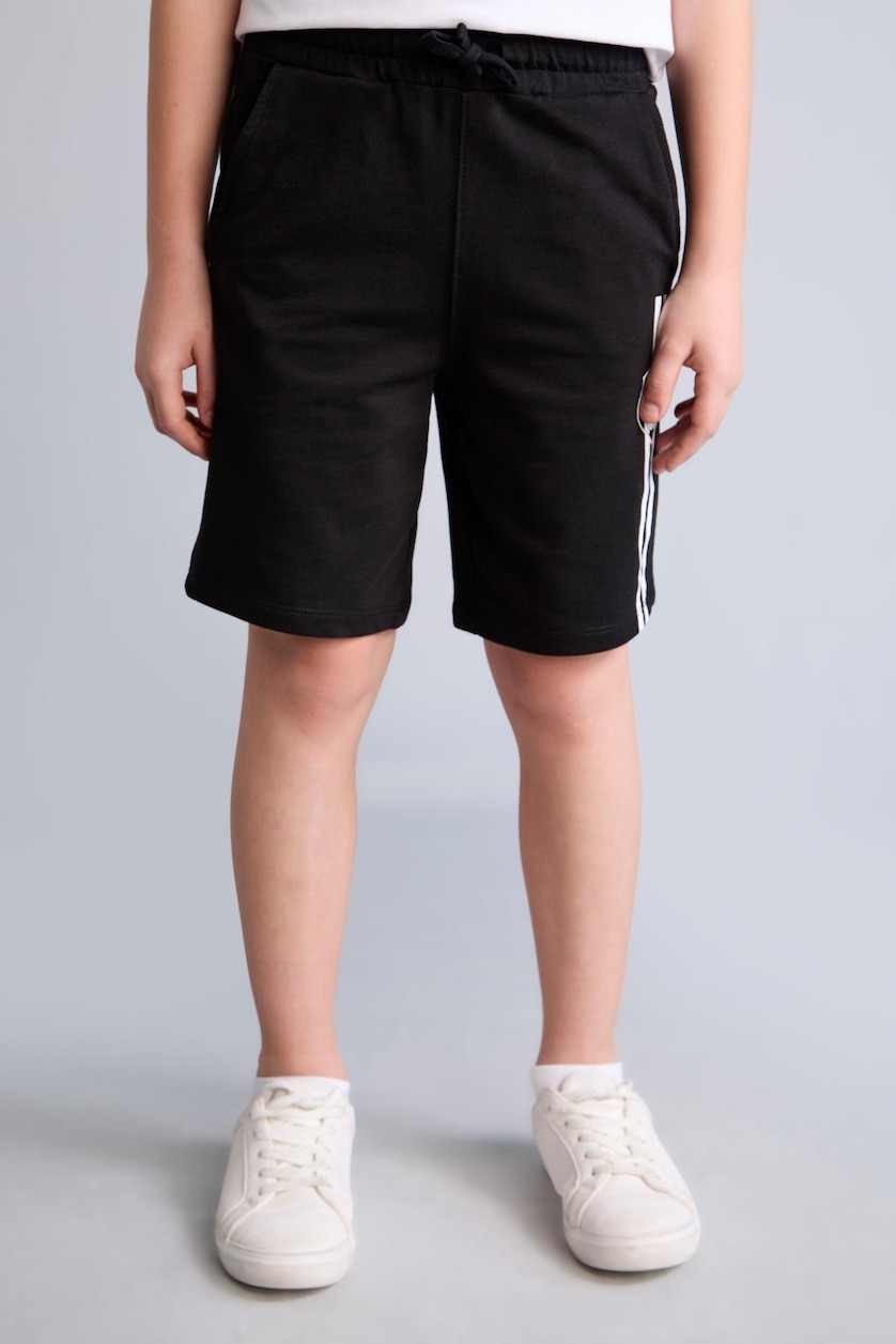 Young Boys - Teen Boys Black Boy Oversize Fit Elastic Band Shorts