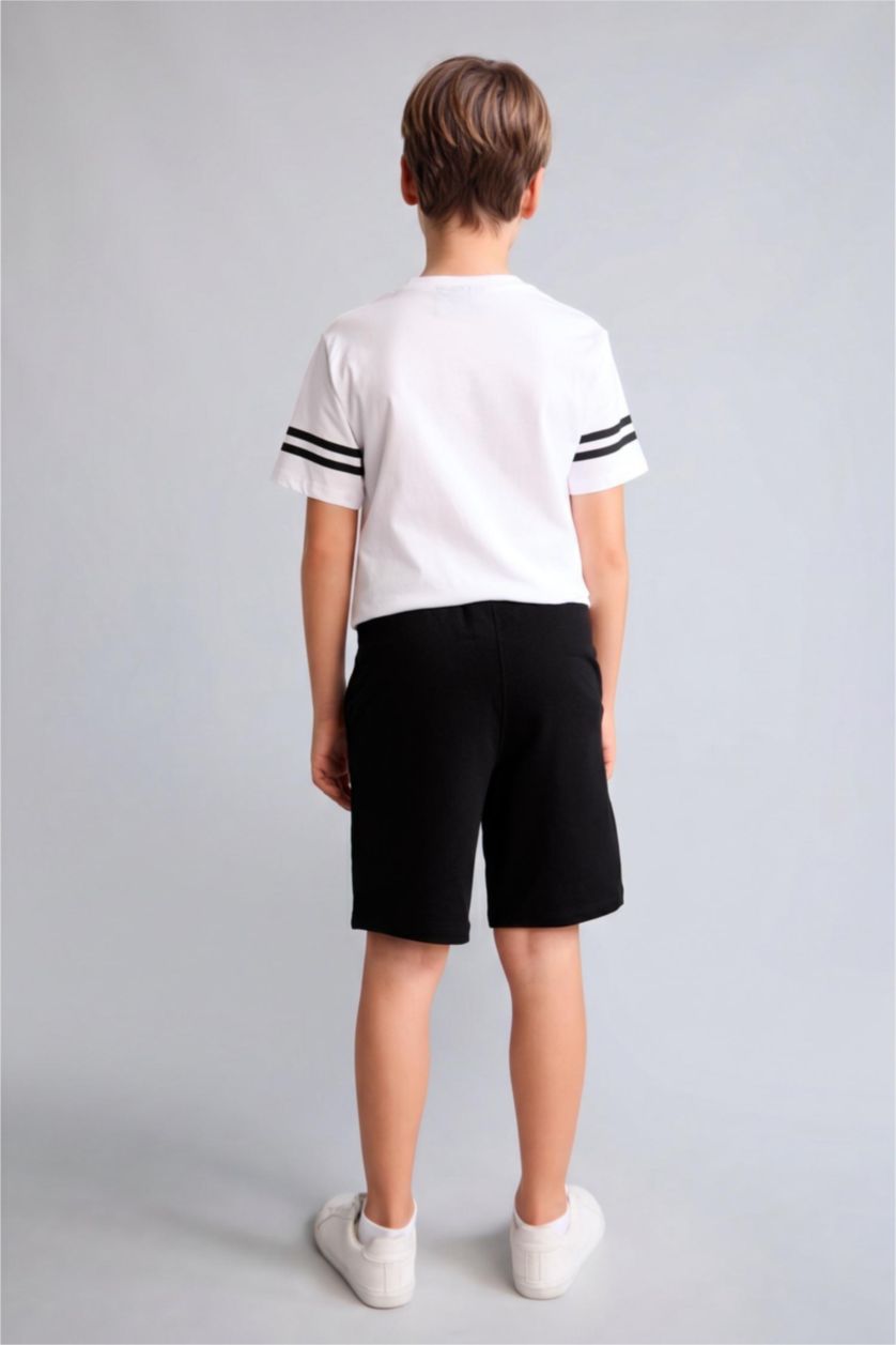 Young Boys - Teen Boys Black Boy Oversize Fit Elastic Band Shorts