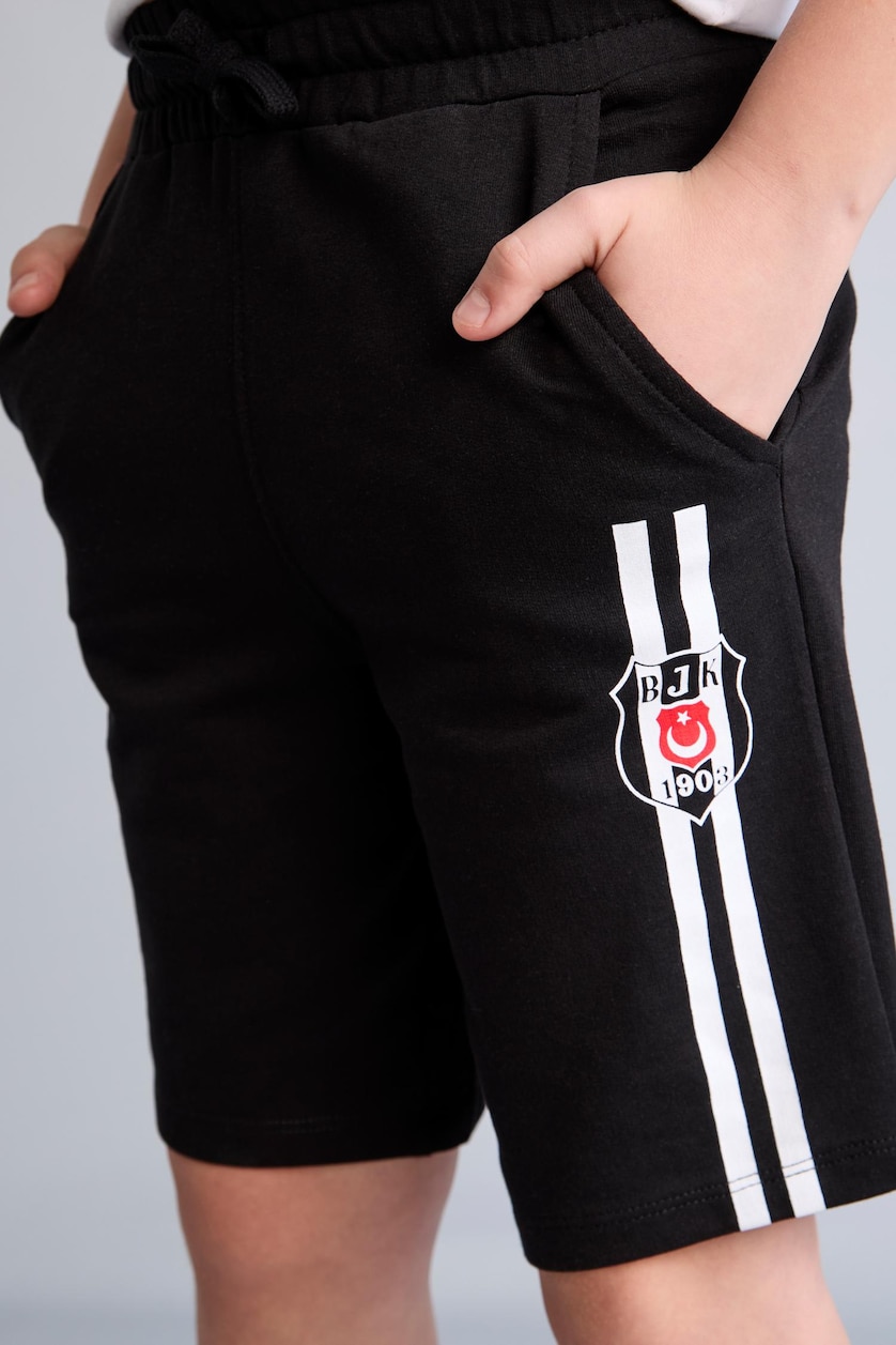 Young Boys - Teen Boys Black Boy Oversize Fit Elastic Band Shorts