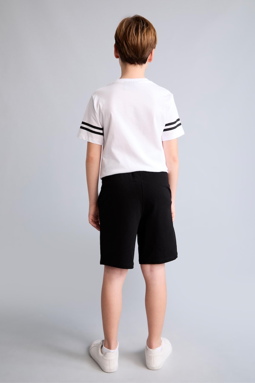 Young Boys - Teen Boys Black Boy Oversize Fit Elastic Band Shorts