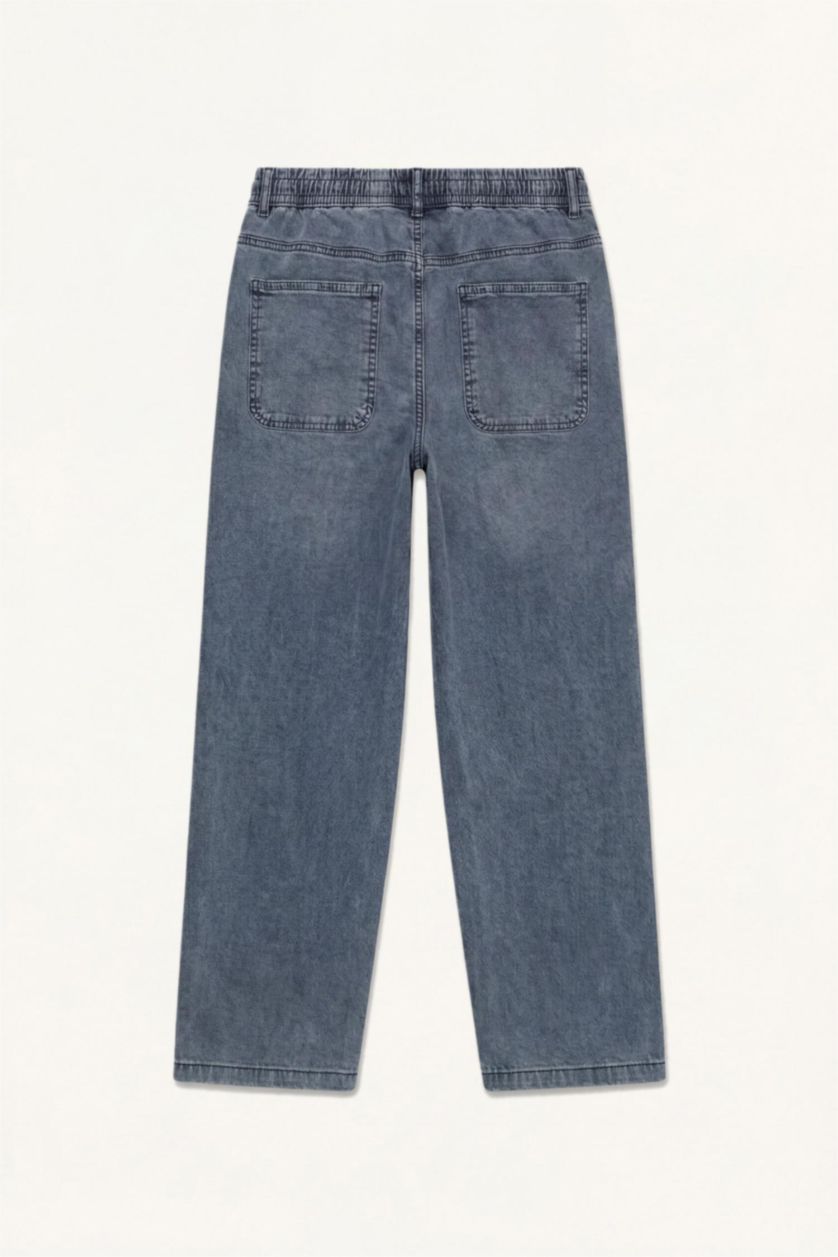 Men Dark Blue Wide Leg Trousers