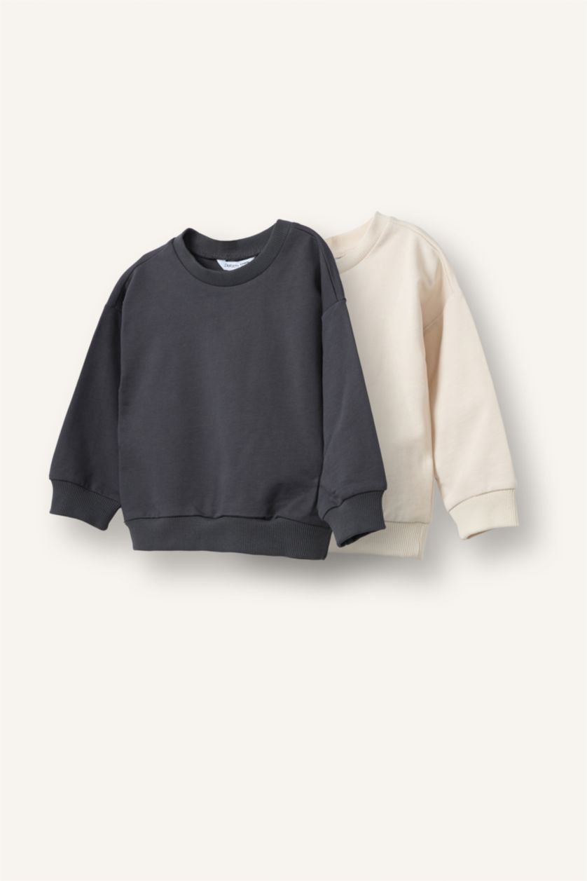 Erkek Bebek Antrasit Regular Fit 2'Li Sweatshirt Set Erkek Bebek