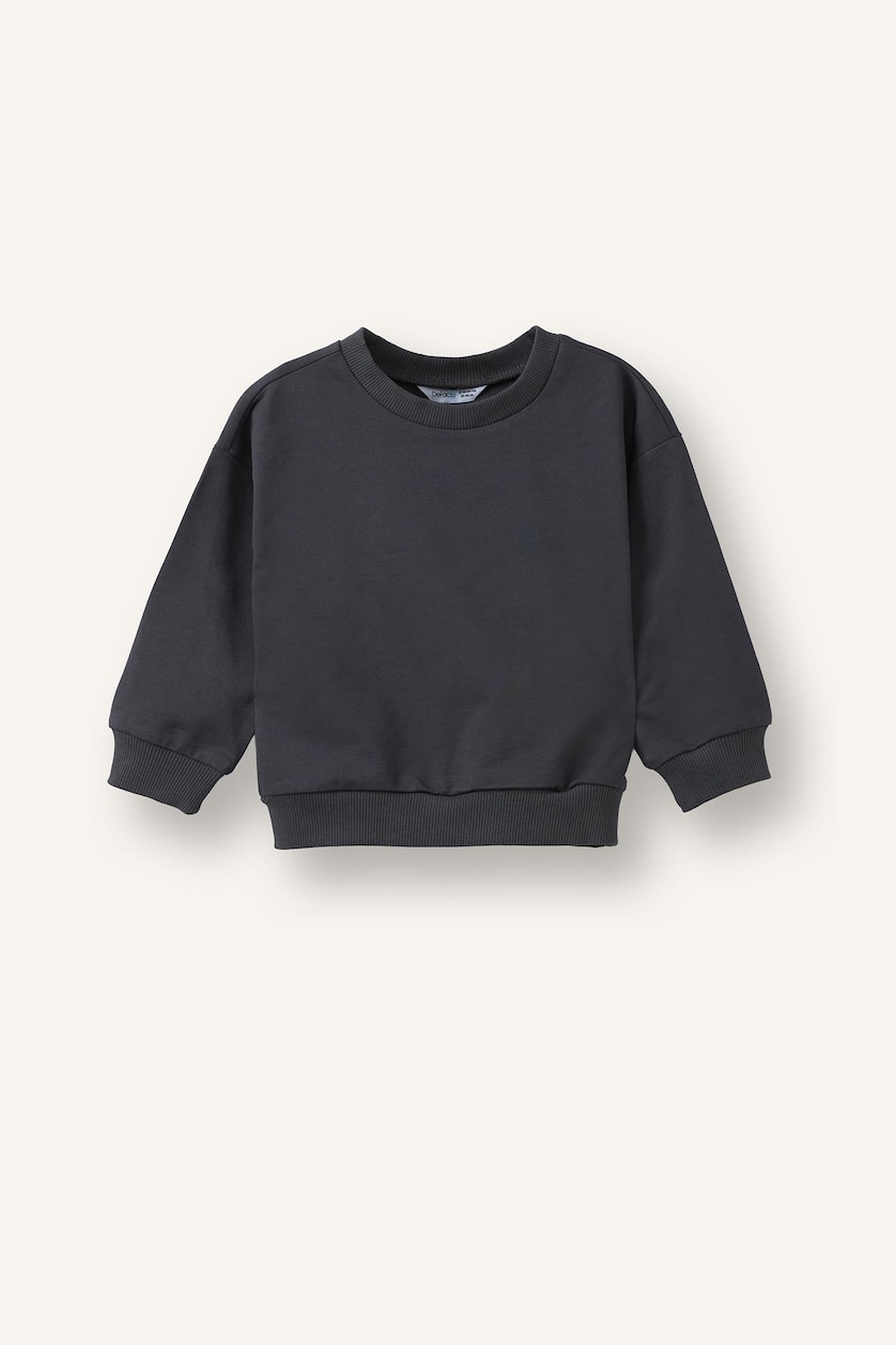 Erkek Bebek Antrasit %100 Pamuk Regular Fit 2'Li Sweatshirt Set Erkek Bebek