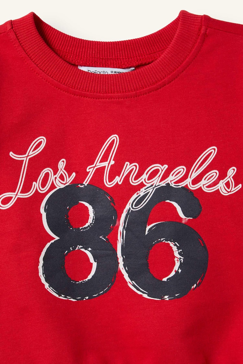 BABY BOY Red Baby Boy 100% Cotton Printed Crew Neck Sweatshirt