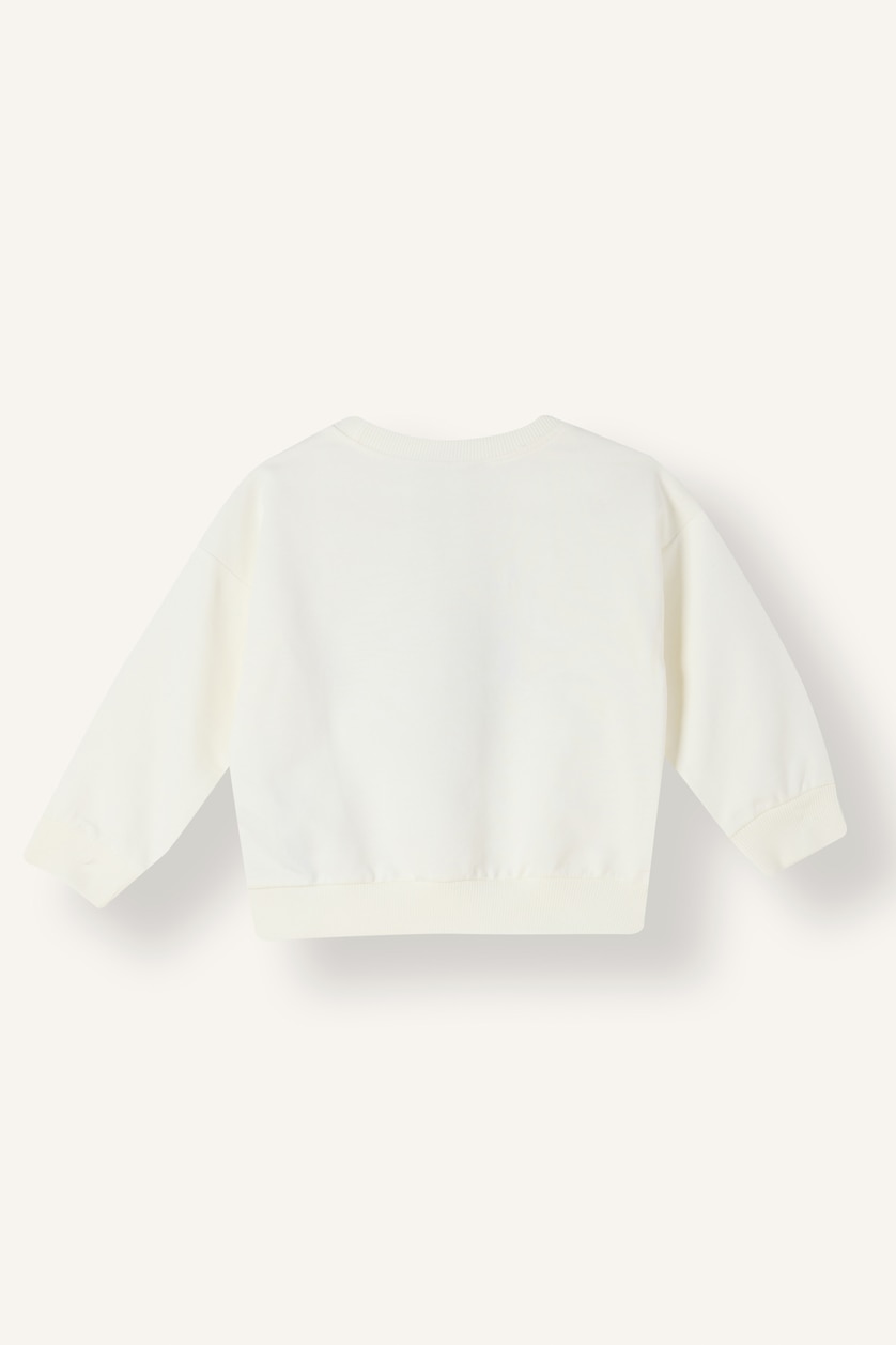 BABY BOY White Baby Boy Regular Fit Printed Crew Neck Sweatshirt