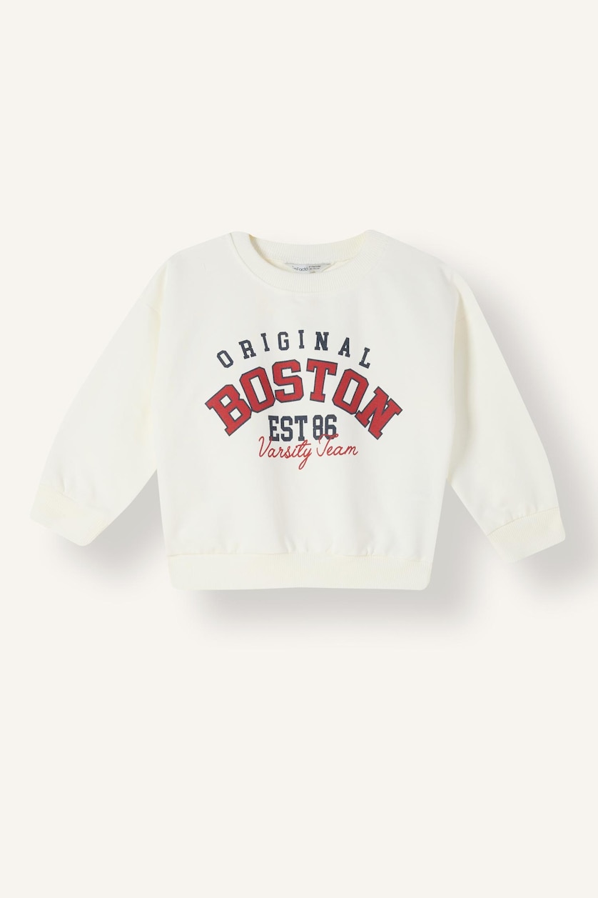 BABY BOY White 100% Cotton Crew Neck Printed Sweatshirt