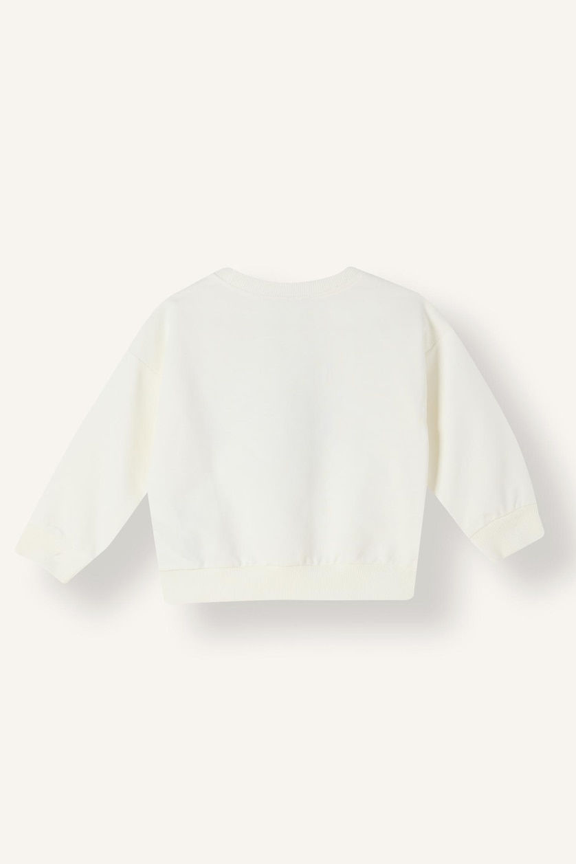 BABY BOY White 100% Cotton Crew Neck Printed Sweatshirt
