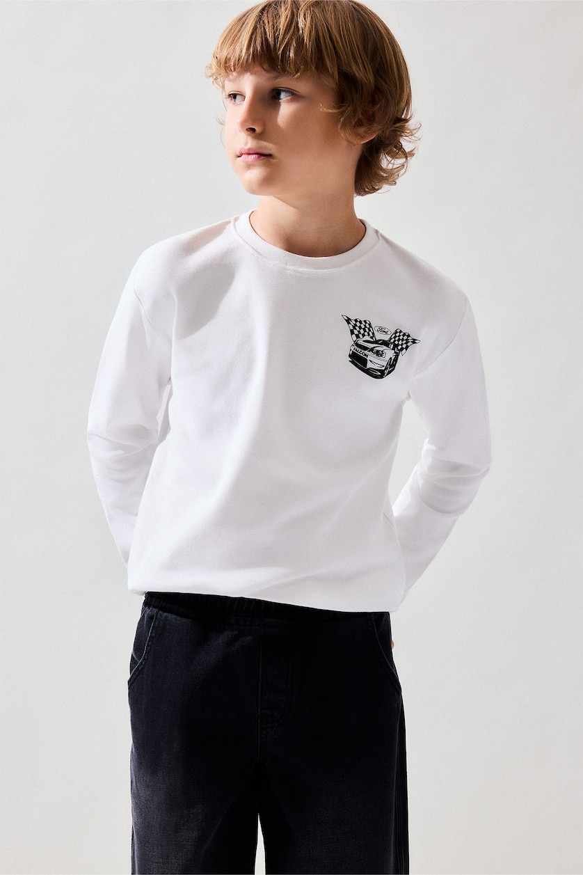 Young Boys - Teen Boys Ecru Long Sleeve T-Shirt