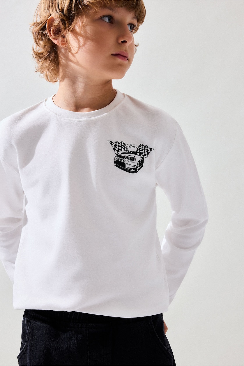 Young Boys - Teen Boys Ecru Long Sleeve T-Shirt