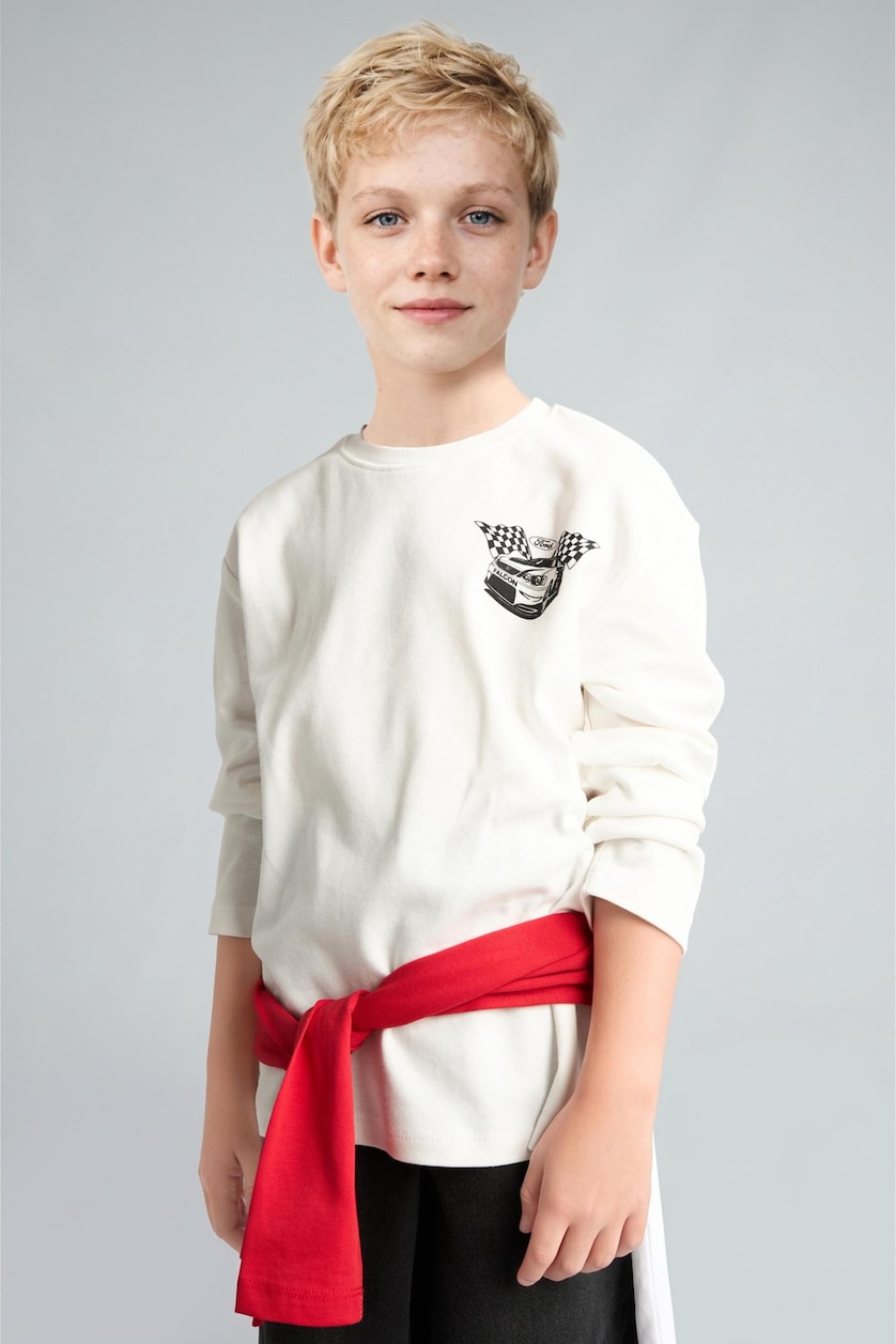 Young Boys - Teen Boys Ecru Long Sleeve T-Shirt