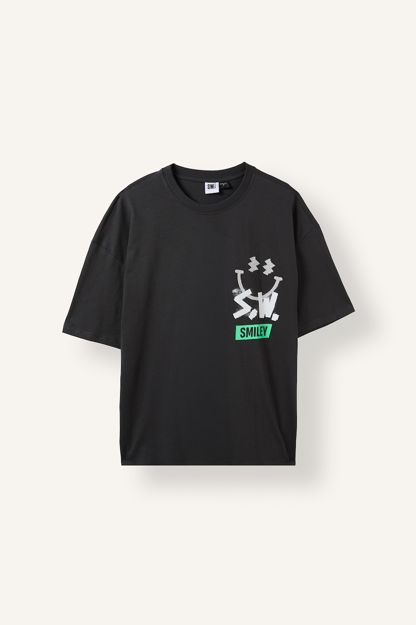 Men Anthracite Boxy Fit Short Sleeve T-Shirt