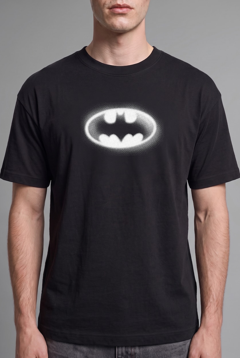 MAN Black Boxy Fit Batman Print Short Sleeve T-Shirt