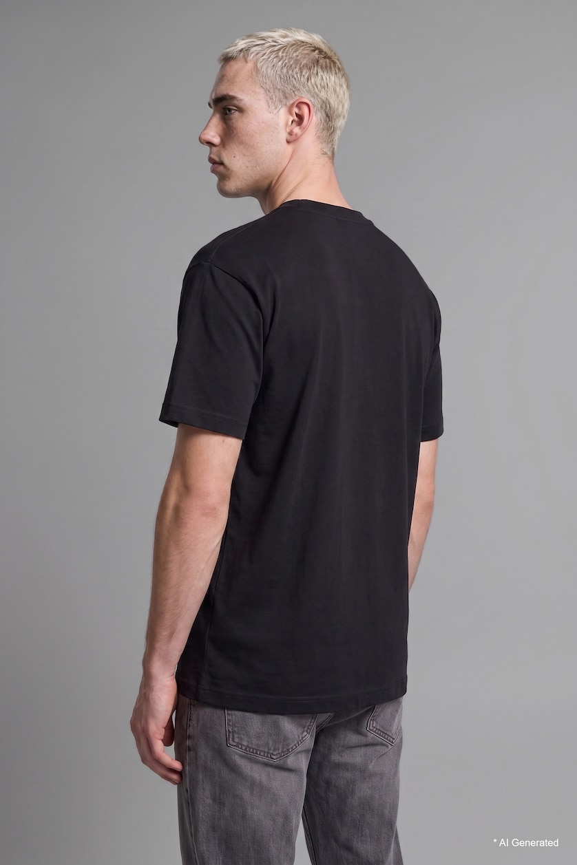 MAN Black Boxy Fit Batman Print Short Sleeve T-Shirt