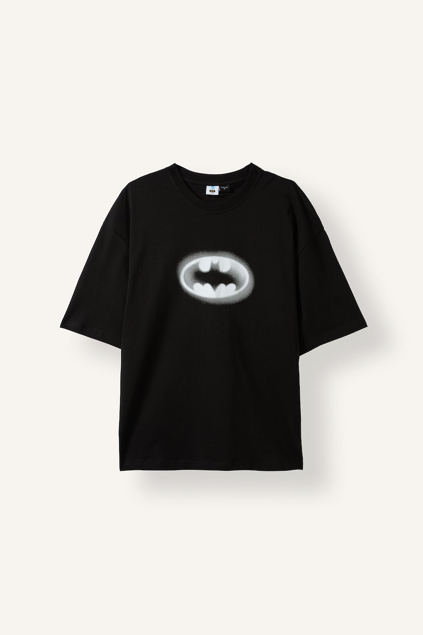 MAN Black Boxy Fit Batman Print Short Sleeve T-Shirt
