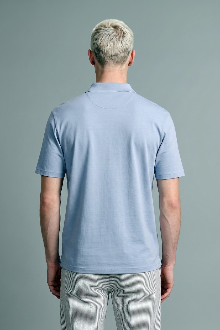 MAN Light Blue Boxy Fit Short Sleeve Polo T-Shirt