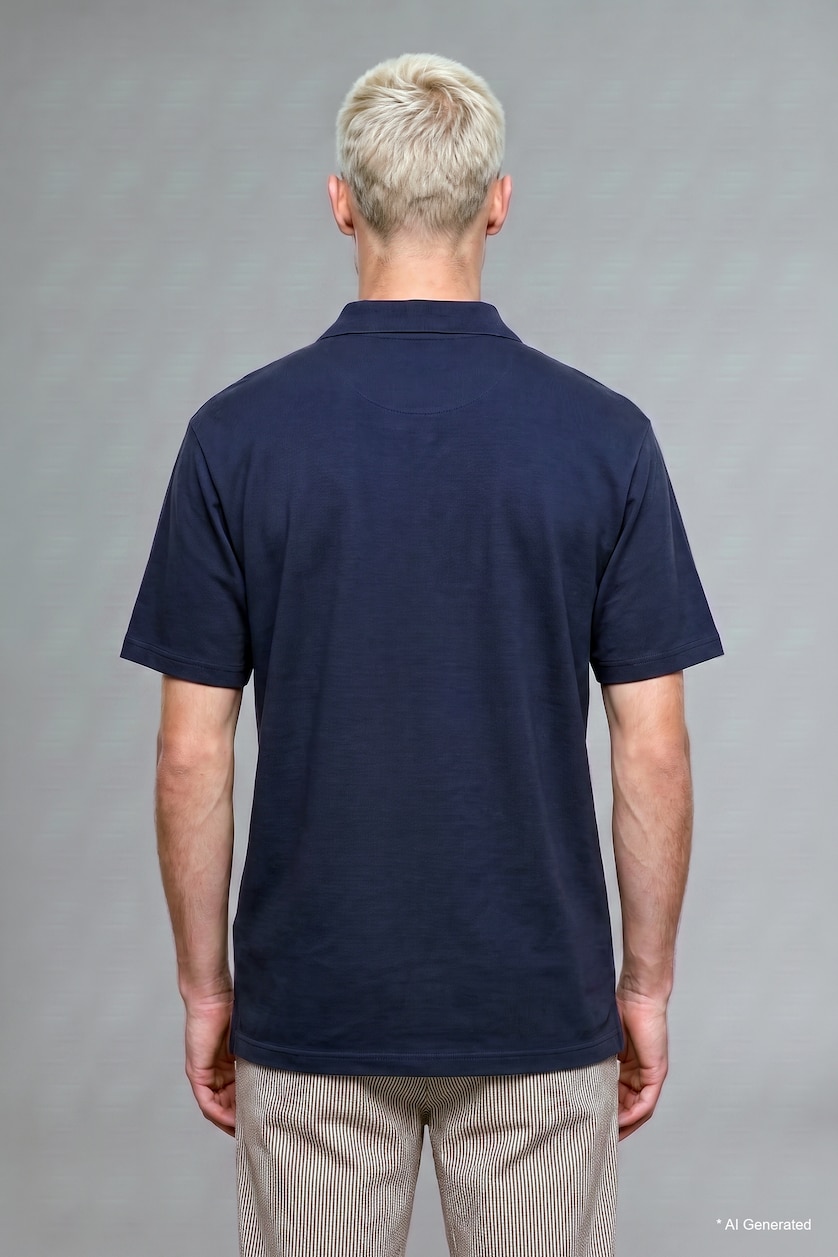 HOMME Marin T-shirt Polo boxy à manches courtes avec imprimé