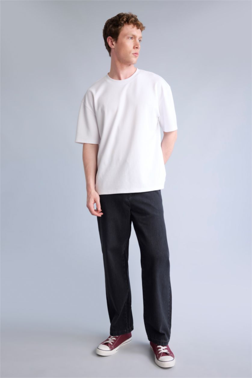 Men Black Wide Leg Trousers