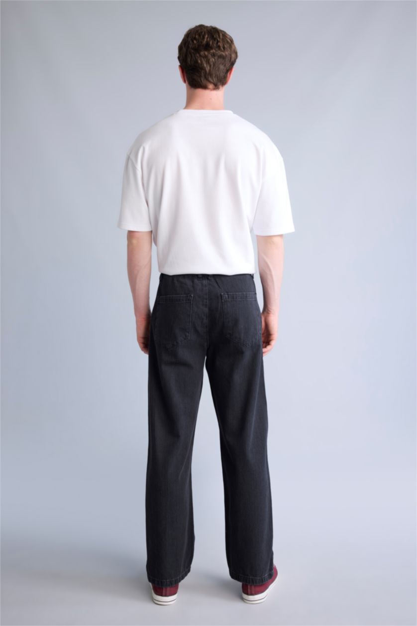 Men Black Wide Leg Trousers