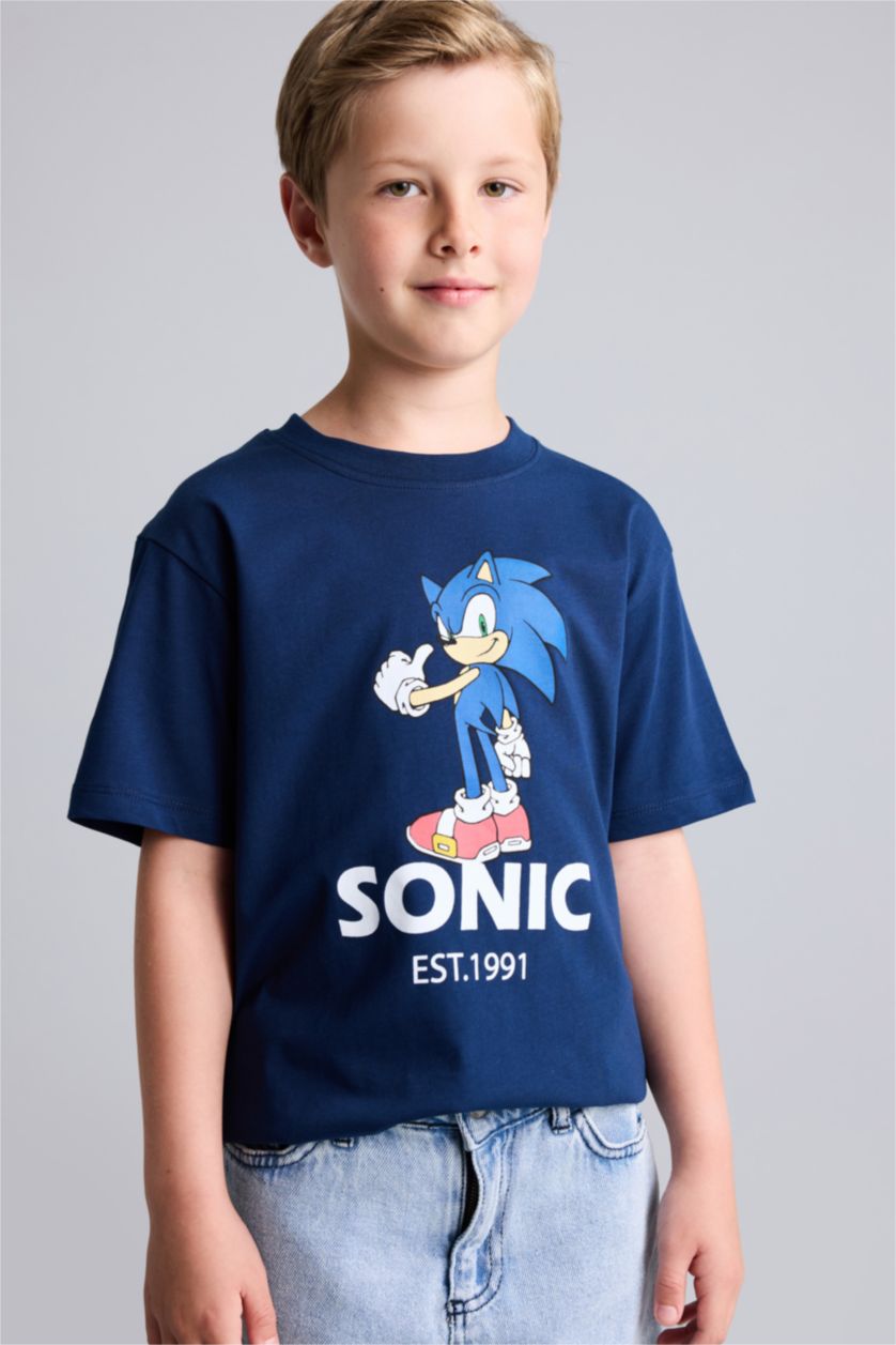 Young Boys - Teen Boys NAVY New Regular Fit Sonic the Hedgehog Short Sleeve T-Shirt