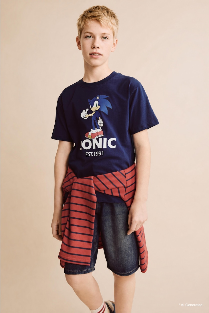 BOYS & TEENS NAVY Boy Sonic The Hedgehog Licensed New Regular Fit T-Shirt